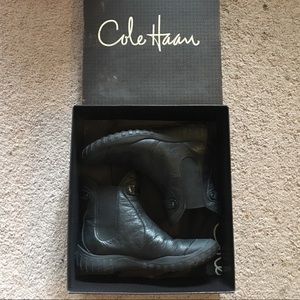 Cole haan rain boots black leather